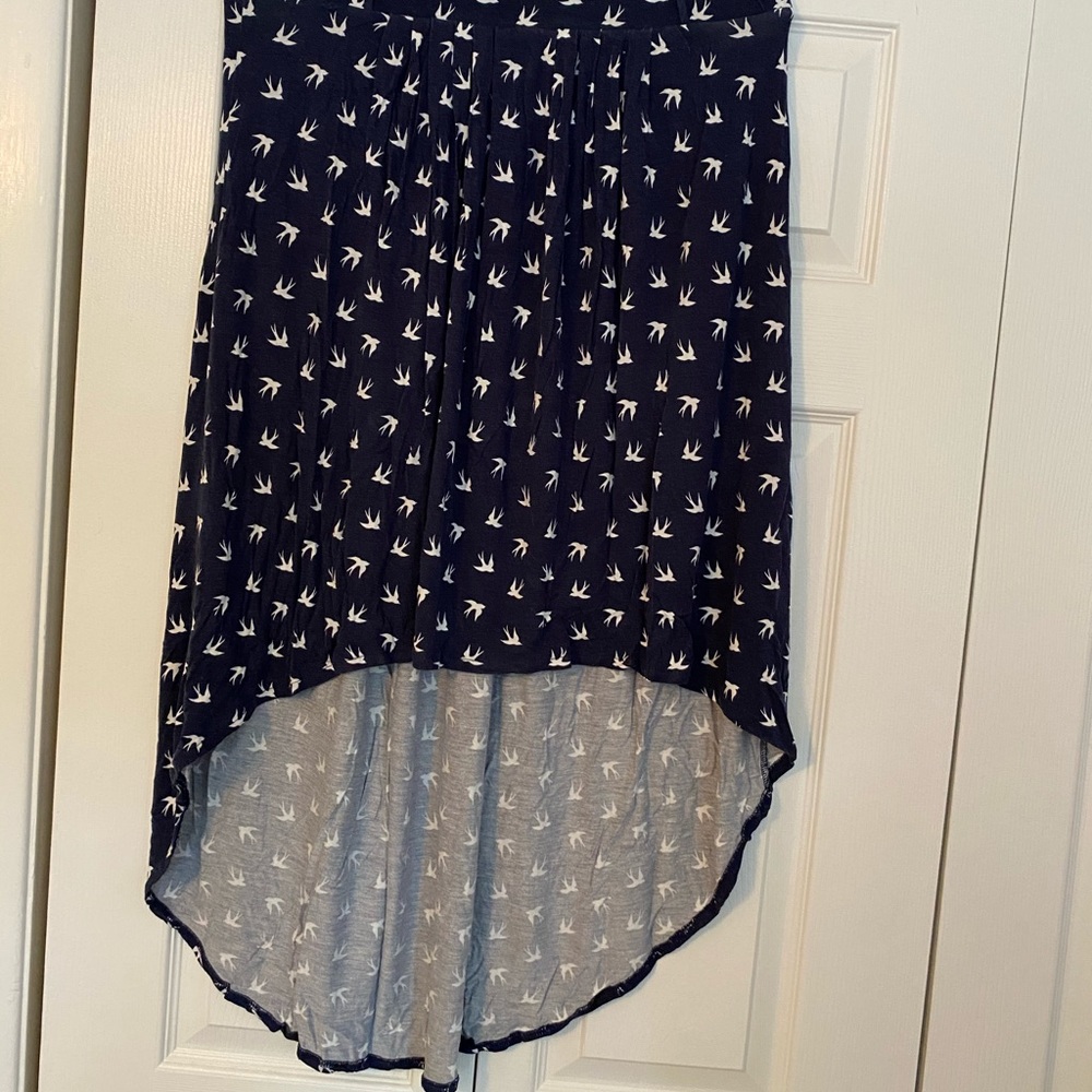 Navy High Low Skirt